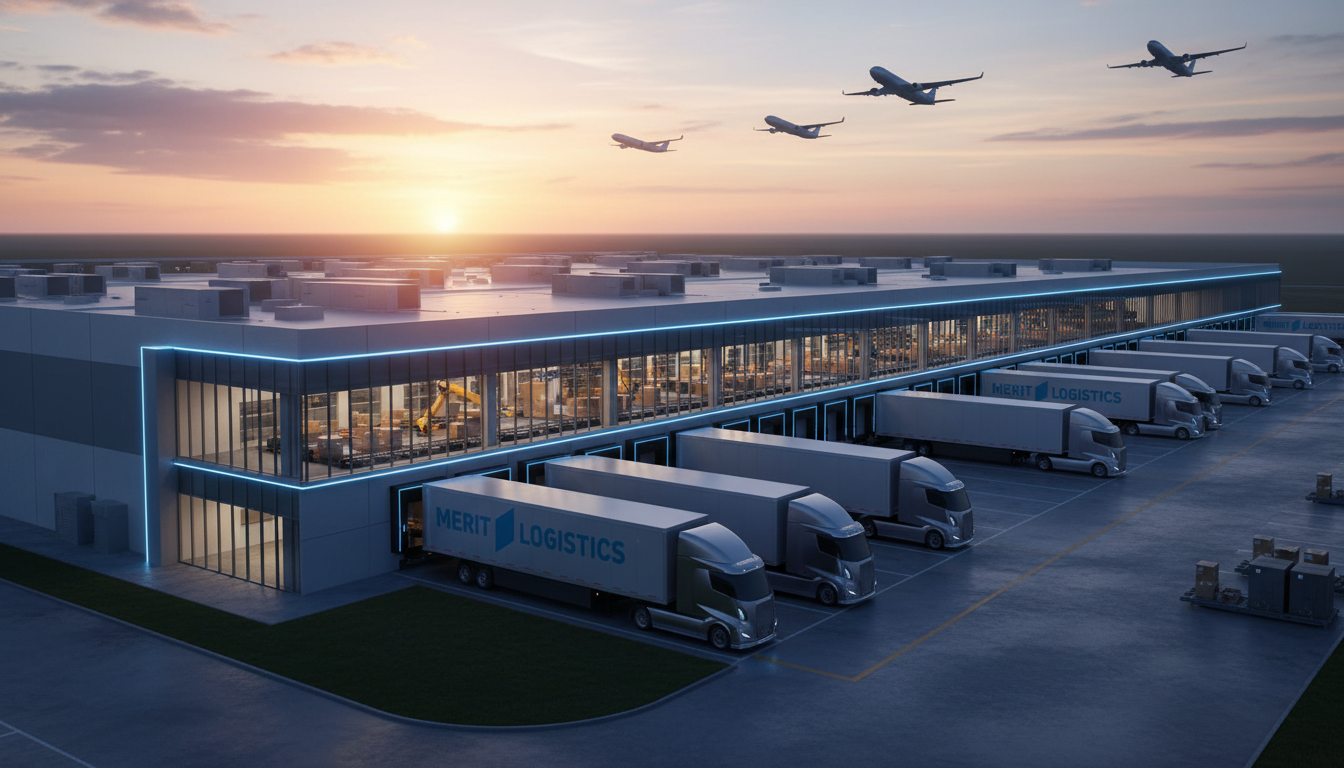 Modern logistics hub with automated systems